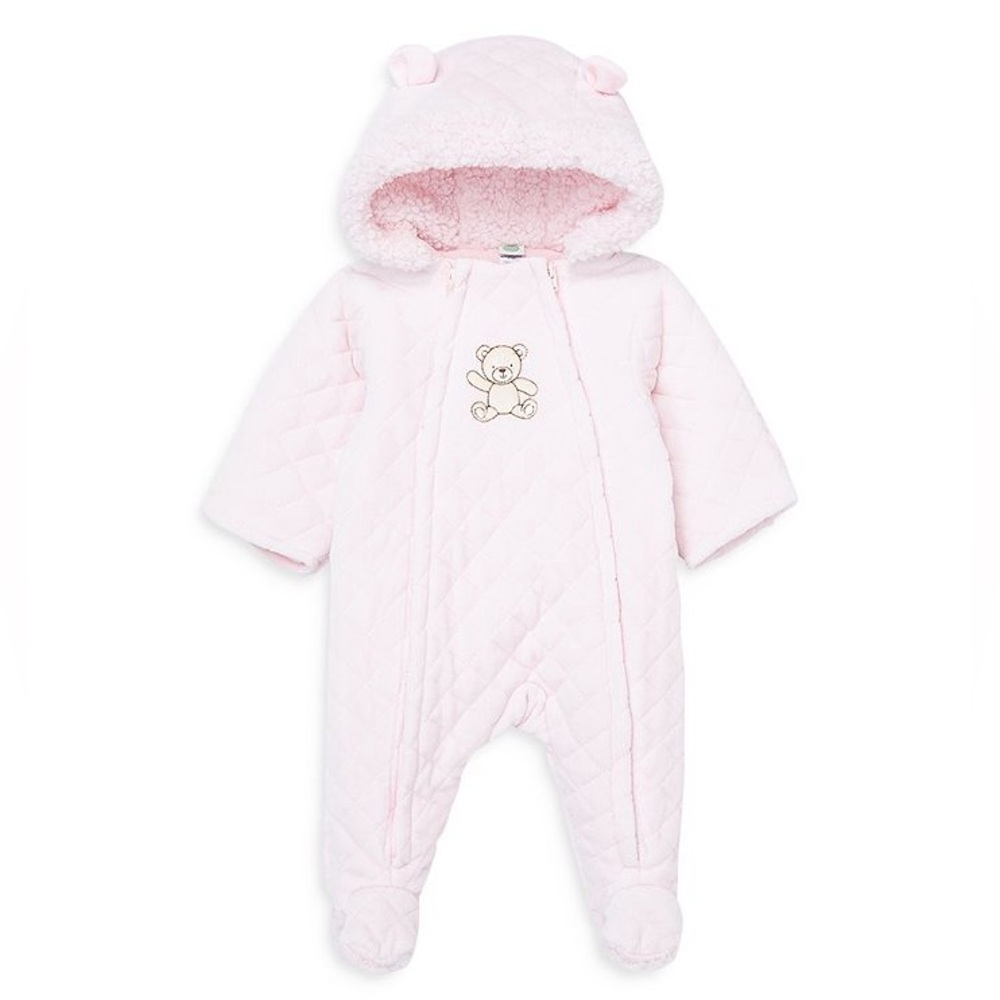Little Me Bear Quilted Velour Pram/Snowsuit in Pink, 6-9 Months New with Tag